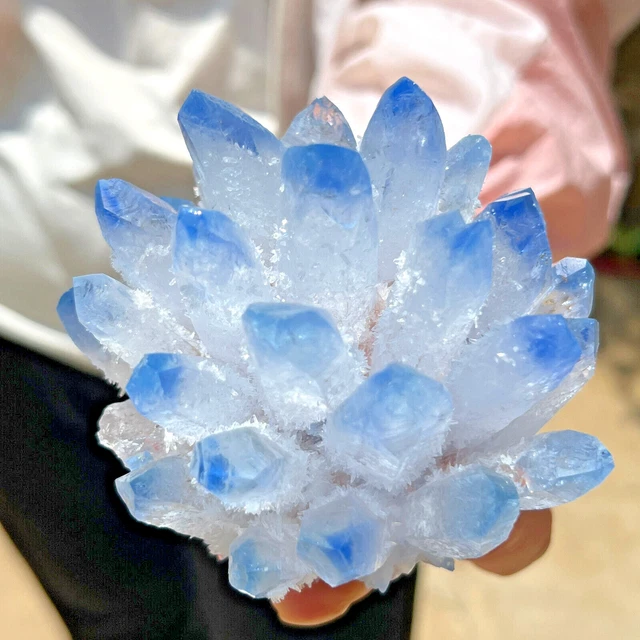 478G New Find blue Phantom Quartz Crystal Cluster Mineral Specimen Healing 3
