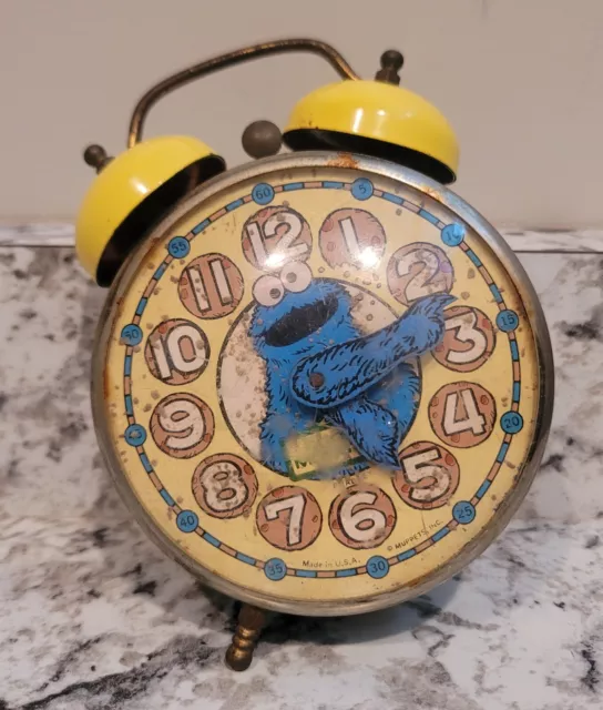 Vintage Cookie Monster Double Bell Alarm Clock Parts Not Working!
