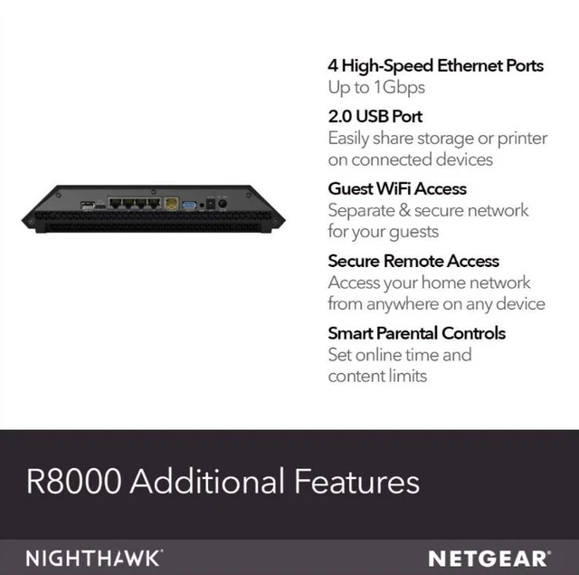NETGEAR Nighthawk X6 router WiFi intelligente (R8000) - AC3200 velocità wireless tri-band 6