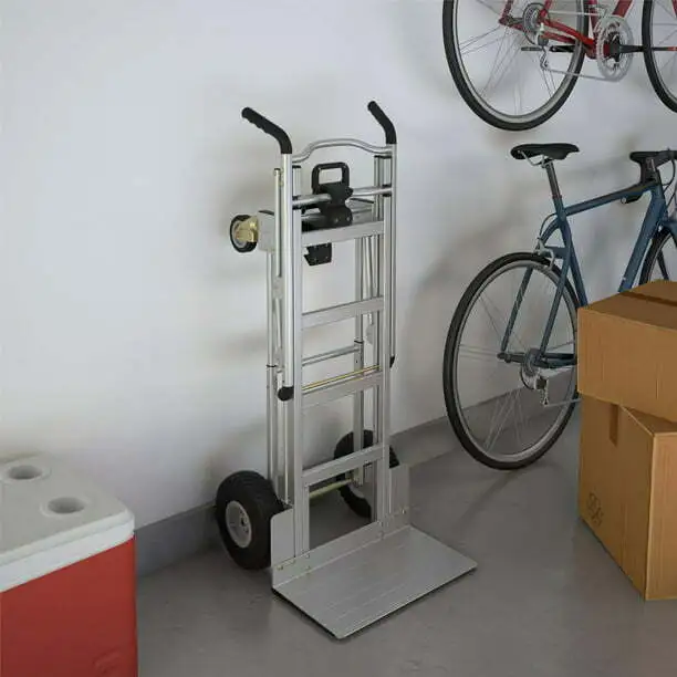 3-in-1 Aluminum Hand Truck Assisted Hand Truck Cart w/ Flat Free Wheels Silver