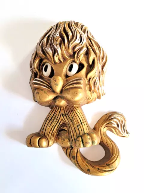 Vintage Homco Lion Wall Plaque Mid-Century Gold 1970s  Some Wear