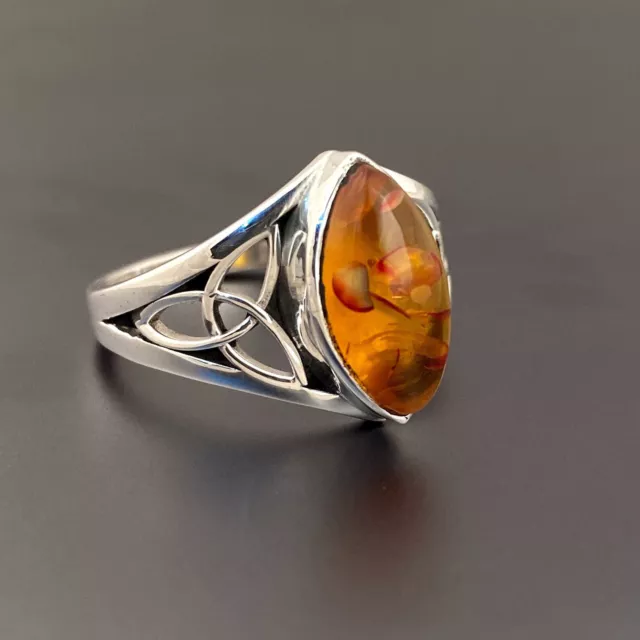 Baltic Amber Gemstone Women Handmade 925 Sterling Silver Ring - Unique Style 2