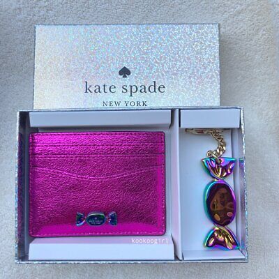 Kate Spade Candy Shop Boxed Card Holder Case Wallet Key Fob Charm Gift Set  