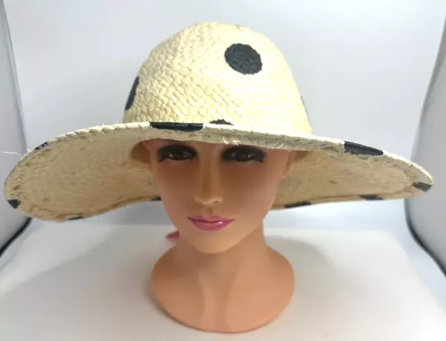 Betsey Johnson Polka Dot Straw Hat Women's One Size