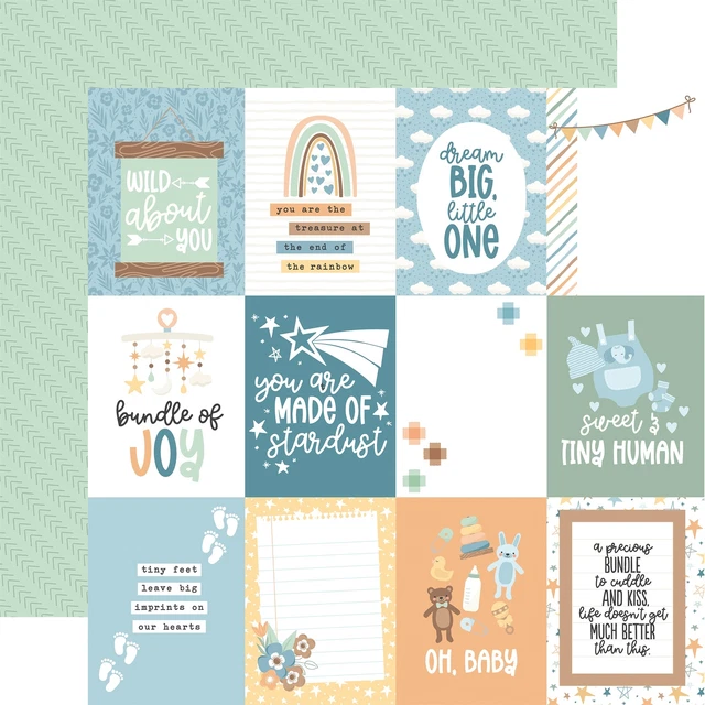 Paquete de 25 tarjetas de diario de doble cara de 12""X12""-3""X4"" de nuestro bebé niño -OBB3