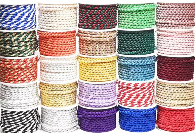 1m/0,70€) Kordel 10 Meter Ø 6 MM Kordelband Drehkordel Kordelschnur - 40 Farben