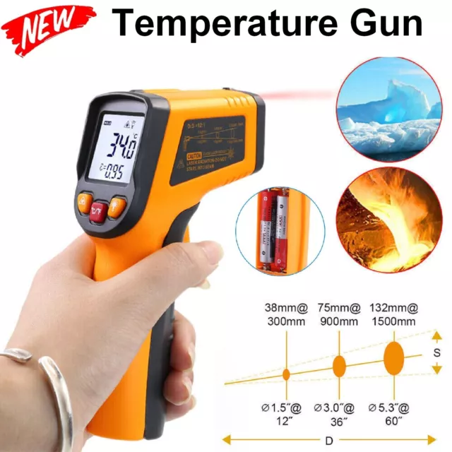 Temperature Gun Non-contact Digital Laser Infrared Thermometer LCD IR Temp Meter