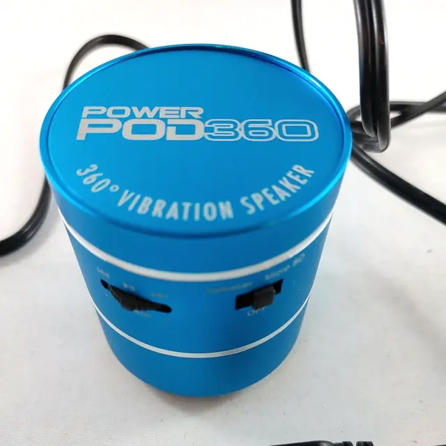 Power Pod 360 Vibration Speaker Blue Mini 2.25" Tall Excellent Condition b99