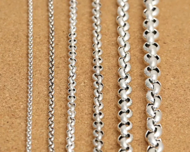 Sterling Silver Belcher Chain Necklace 3.5mm 4mm 5mm 6mm 8mm 18 20 22 24 26 28"