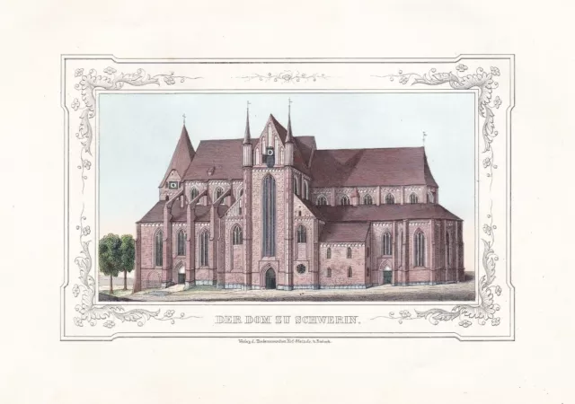 Schwerin Dom Mecklenburg-Vorpommern Lithographie Lisch