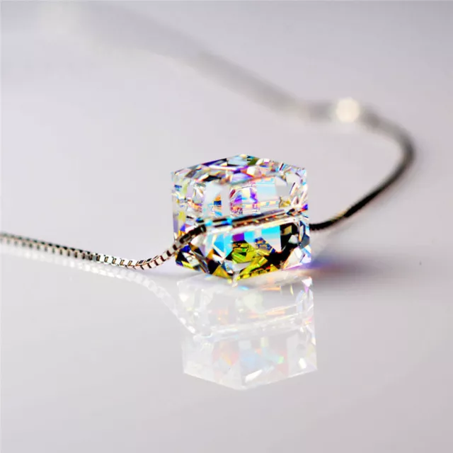 Fashion Womens Jewelry Magic Cube Silver Crystal chain Necklace Pendant Gift New 3