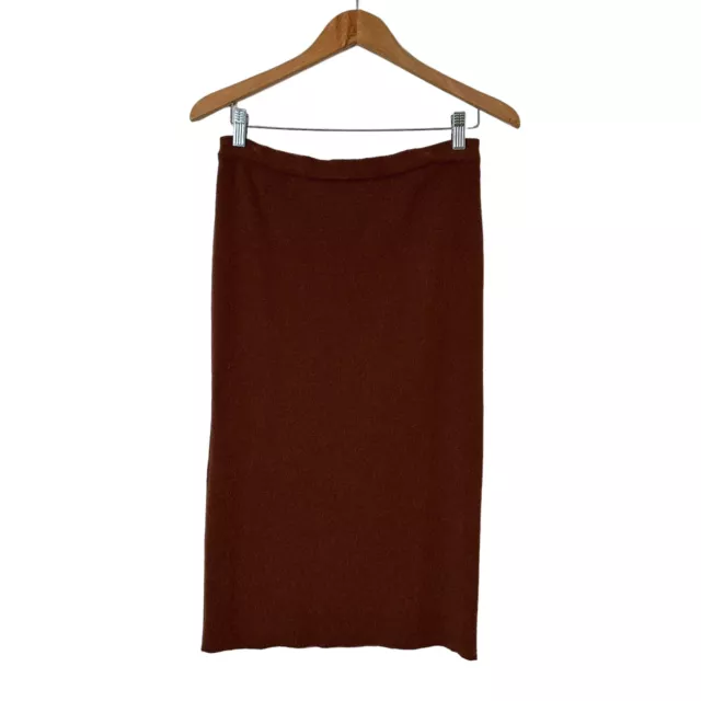 Adrienne Vittadini Midi Straight Skirt Fuzzy Stretch Brown Womens Size M