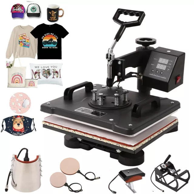 5 IN 1 Hitzepresse Heat Press Machine Heißpresse 38 X 38cm für T-Shirt / Tasse