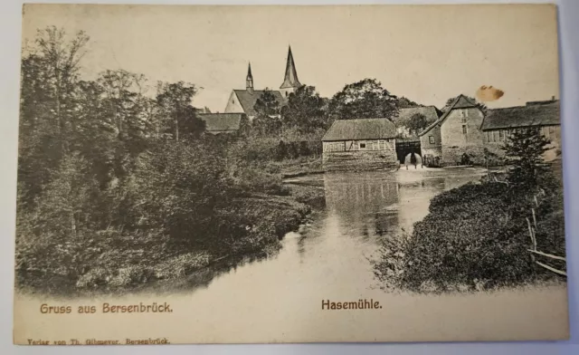 AK Ansichtskarte Litho Gruß aus Bersenbrück    Hasemühle   Postkarte um 1900