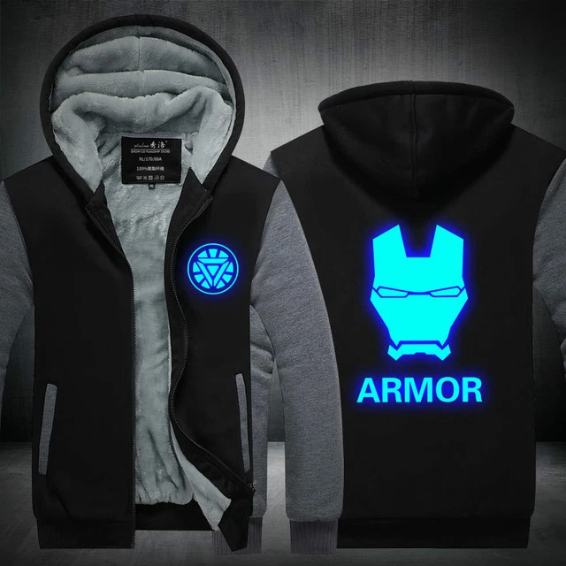 Marvel Iron Man Thicken Hoodie Sweatshirt Winter Warm Jacket Sherpa Fleece Coats