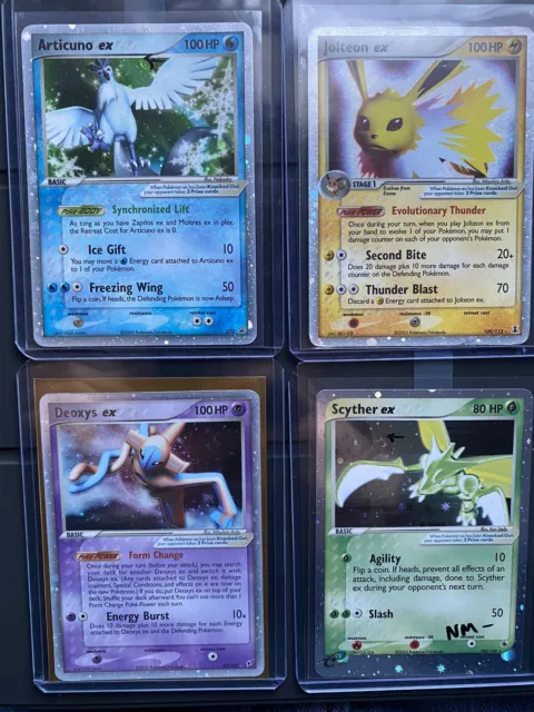 Lot of 4 Rare Vintage Pokemon Cards. Deoxys Ex,Schyther Ex,Articuno Ex,JolteonEx