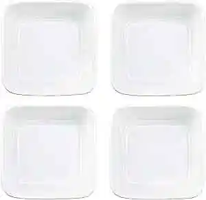 Square-Shaped Multipurpose Ceramic Sauce Dish Seasoning 4 PCS White-Square