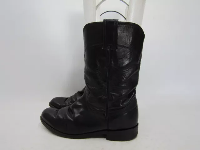 Justin Womens Size 7.5 B Black Leather Roper Cowboy Western Boots