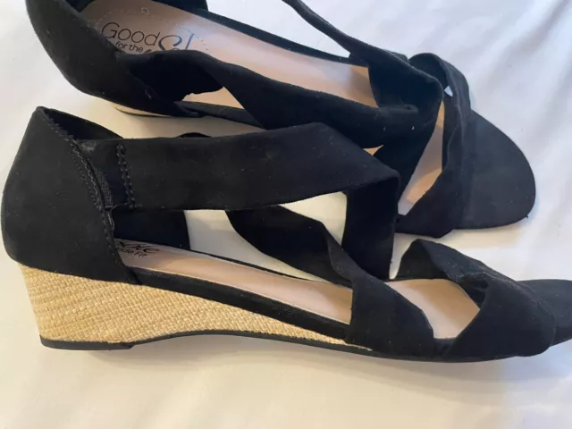 DEBENHAMS GOOD FOR the Sole Wedge Suede SANDALS Size 7 40 WIDE 3.99 PicClick UK