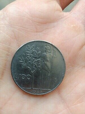 RARA MONETA 100 LIRE 1957 REPUBBLICA ITALIANA DEA MINERVA TESTA CON ALLORO 