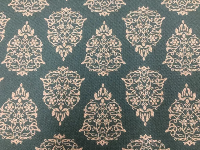 Florence Toile TEAL Blue Linen/Cotton 140cm wide Curtain/Upholstery Fabric