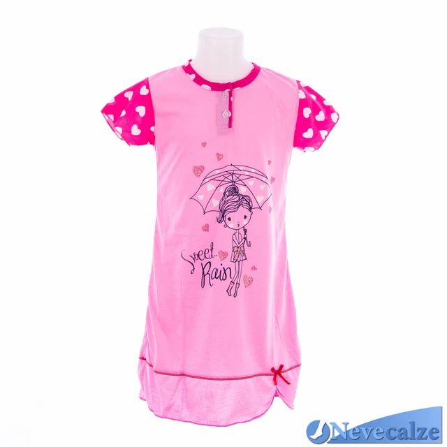 Camicia da notte BAMBINA RAGAZZA corta estate in cotone TG 4 6 8 10 12 0BECAM001