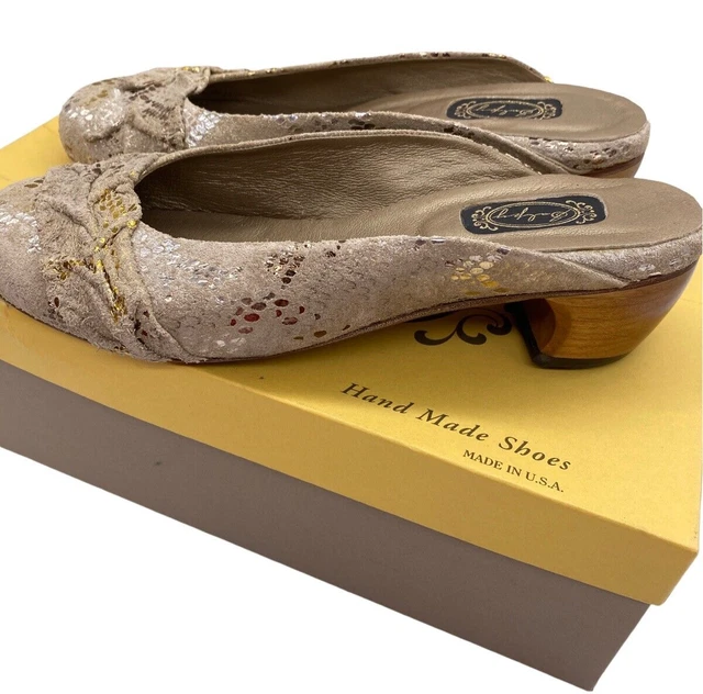 Salpy Snake Gold & Silver Design Leather Shoes Slides Mules Size 8 1/2 Hand Made Salpy Snake Gold & Silver Design Leather Shoes Slides Mules Size 8 1/2 Hand Made