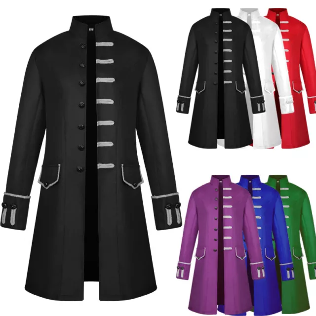 Pirate Gothic Fancy Dress Costume Steampunk Trench Coat Tailcoat Long Jacket