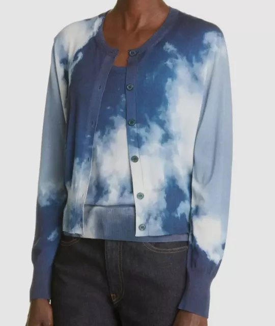 $1170 Alexander McQueen Women's Blue Sky Wool & Silk Cardigan Sweater Size XS