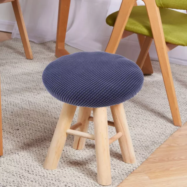 Round Chair Cover Round Bar Stool Cover Elastic Seat Covers Dark Blue-SO