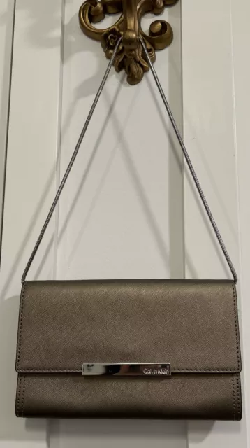 Calvin Klein  Bronze Clutch/Chain Shoulder Bag Crossbody Purse