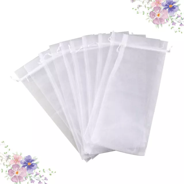 20 Pcs Mini Bottle Wine Bags Drawstring Sheer Organza Wine Wrapping Bags