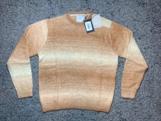 NWT Percival Men’s Tan Mohair Wool  Jumper Sweater Sz Xs Free Shipping