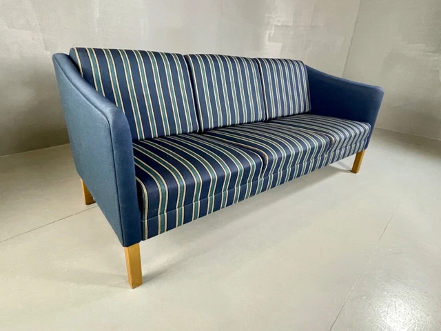 EB4633 Danish Mid Century Blue Stripe Sofa. MCM, Vintage, Retro M3SS