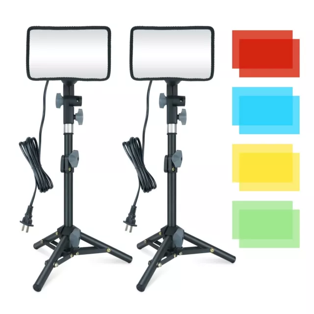 2 Packs LED Video Light with Adjustable Tripod Stand/Color Filters for phone