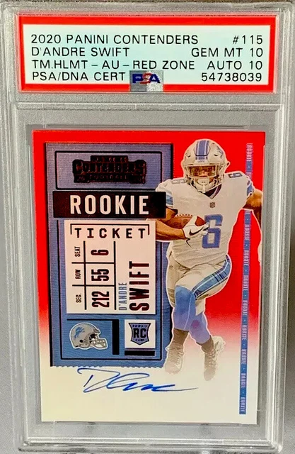 2020 Contenders RED ZONE Rookie Ticket Auto D’Andre Swift RC Helmet PSA 10 Pop 1