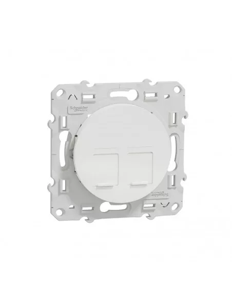 Odace Prise Double Rj45 Blanc Sans Connecteur (Empreinte Infraplus) Schneider S5