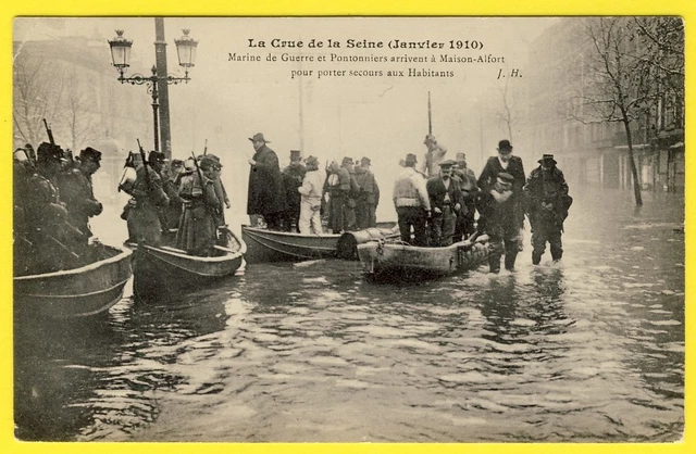 cpa HOUSE ALFORT FLOOD MARINE WAR PONTOONERS Rescue to the Inhabitants