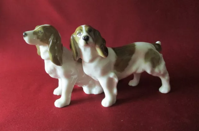 Hutschenreuther - Porzellanfigur Hunde Cocker Spaniel Paar L. 15 cm. H. Fritz