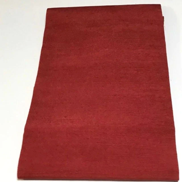 8427# Japanese Vintage Nagoya Obi Belt kimono Pure Silk Plain Pongee Fabric Red