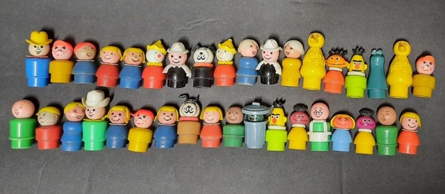 Vtg Imperfect Fisher Price Little People Lot of 36 Includes HTF & Sesame Street
