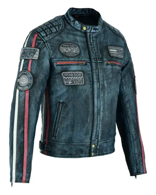 BLOUSON EN CUIR Moto Homme Vintage Cafe Racer Retro Classic Biker Veste EUR 149 00 PicClick FR