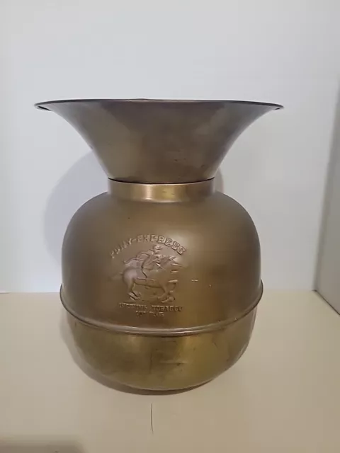 VINTAGE PONY EXPRESS Brass Copper Chewing Tobacco Cut Plug Spittoon $55 ...