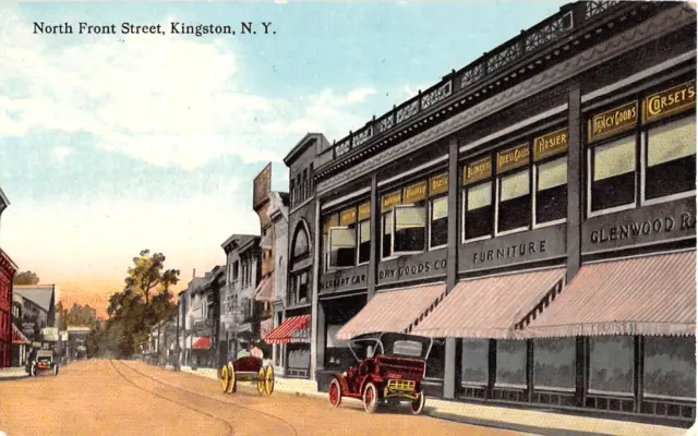 c.1910 Stores North Front St. Kingston NY post card Ulster county