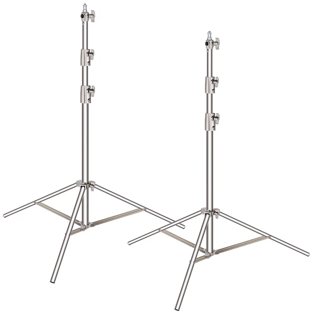 Neewer 2 Stück Lampenstativ Edelstahl Heavy Duty mit 1/4-Zoll auf 3/8-Zoll 260cm