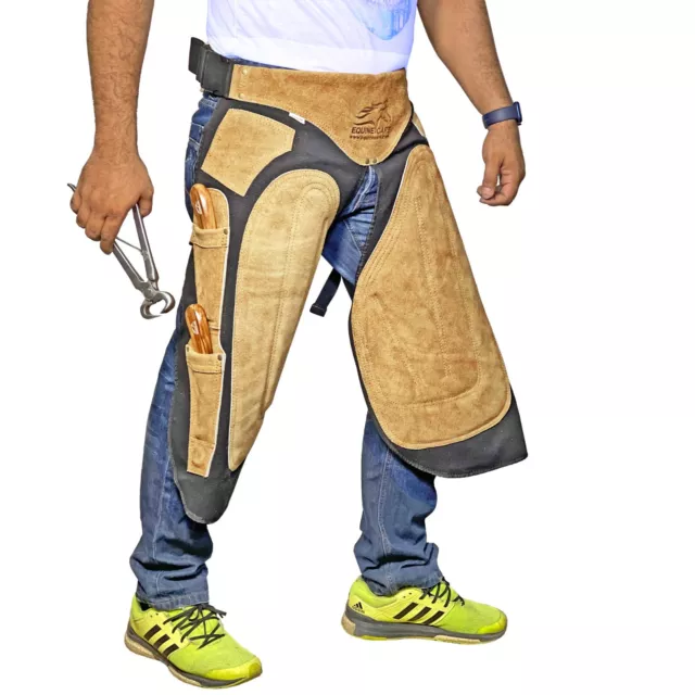 Farrier Apron Leather & Canvas 4 Knife Pocket & Nail Magnet with Back Support . 3