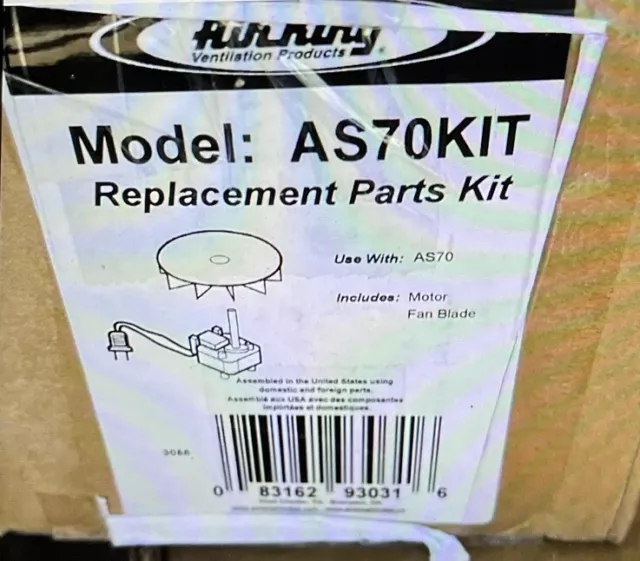 AS70 KIT MOTOR & Fan Blade Replacement Kit