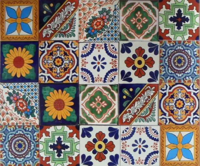 20 Mexican Talavera Tiles 6x6 mix - Closeout Sale