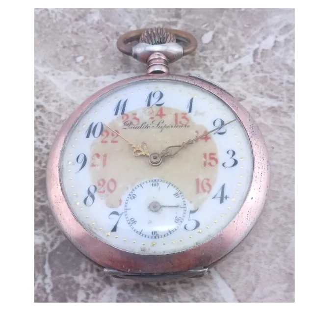 WW1 Swiss Silver & Gold Galonne 15 Jewel Pocket Watch 1914 PROJECT