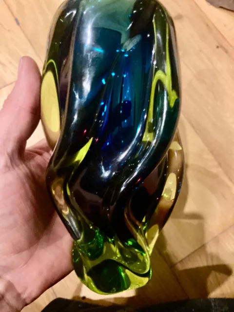 czech glass vase mid century